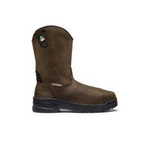 Men's CSA Flatland Pull-On Waterproof Work Boot INT MET (Carbon Toe)  |  Dark Brown/Black