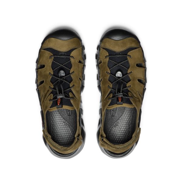 Men's Hyperport Fisherman Leather Sandal  |  Dark Olive/Black